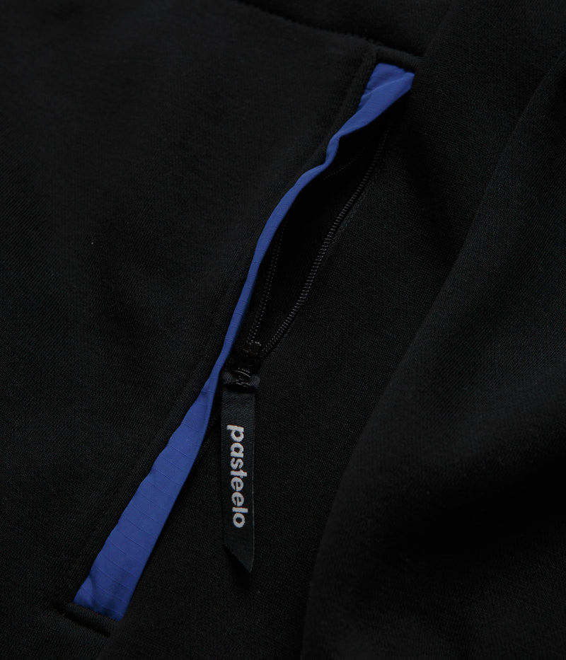 Pasteelo Contrast 1/4 Zip Sweatshirt in Black and Royal