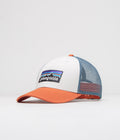 Patagonia P-6 Logo LoPro Trucker Cap in White and Redtail Rust