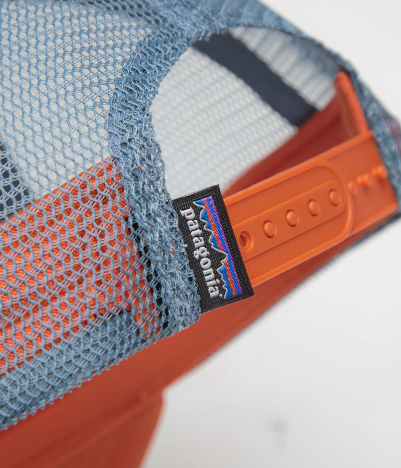 Patagonia P-6 Logo LoPro Trucker Cap in White and Redtail Rust