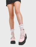 XOXO Persuasive Chunky Platform Creeper Shoes in Pink Faux Leather. These vegan western Boots feature metal hearts and two adjustable straps, very classy. Made with eco-friendly materials and 100% cruelty-free, these boots are as ethical as they are edgy! - Chunky Platform - Ankle length - two adjustable straps - Silver buckles - Metal Heart feature - Rounded toe - 100% vegan SKU: LMF 3611 - PinkPU