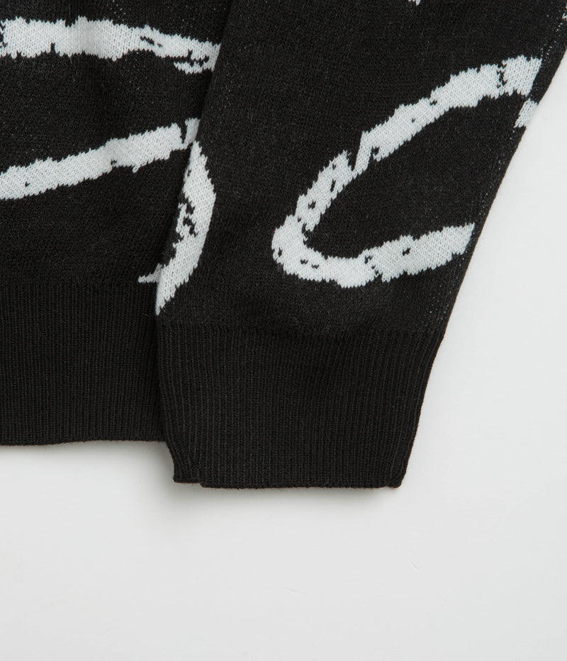 Poetic Collective Doodle Jacquard Knitted Crewneck Sweatshirt in Black