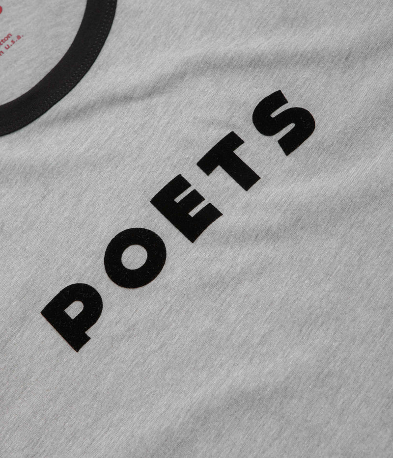 Poets Base Ringer Flocked T-Shirt in Heather Grey