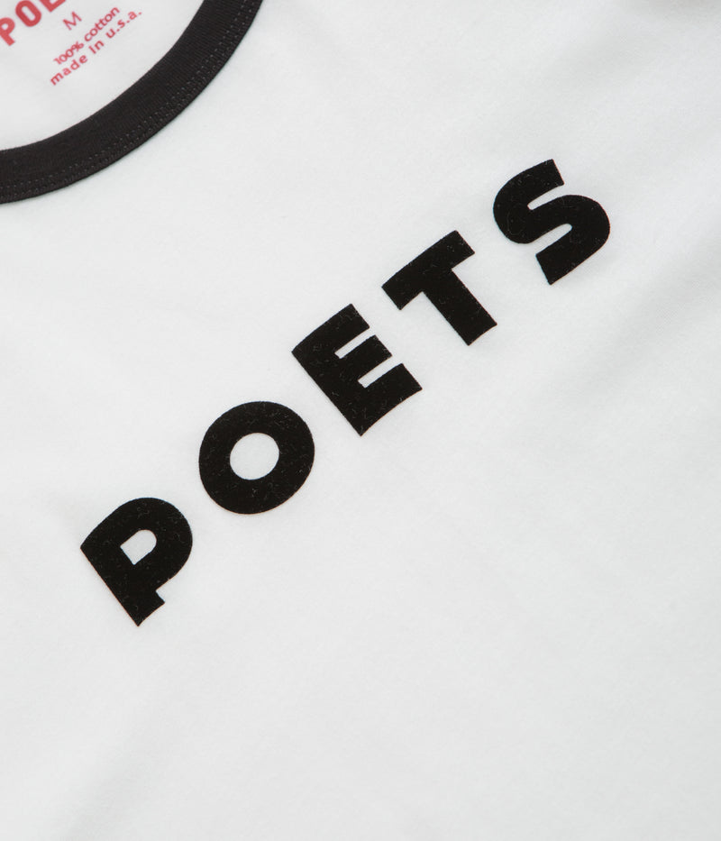 Poets Base Ringer Flocked T-Shirt in White