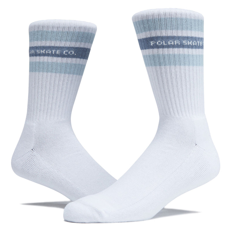 Polar Fat Stripe Rib Socks - White/Light Blue