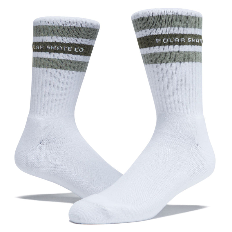 Polar Fat Stripe Rib Socks - White/Sage