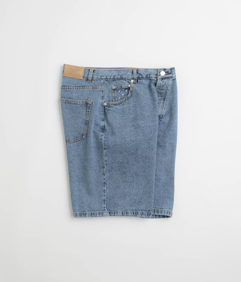 Pop Trading Company DRS Denim Shorts in Stone Washed