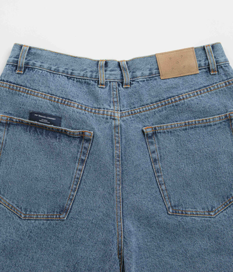Pop Trading Company DRS Denim Shorts in Stone Washed