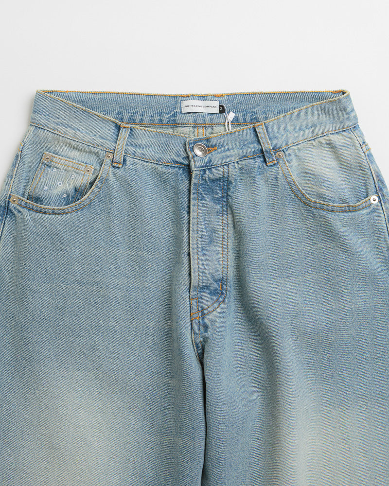 Pop Trading Company DRS Pants in Washed Denim and Blue