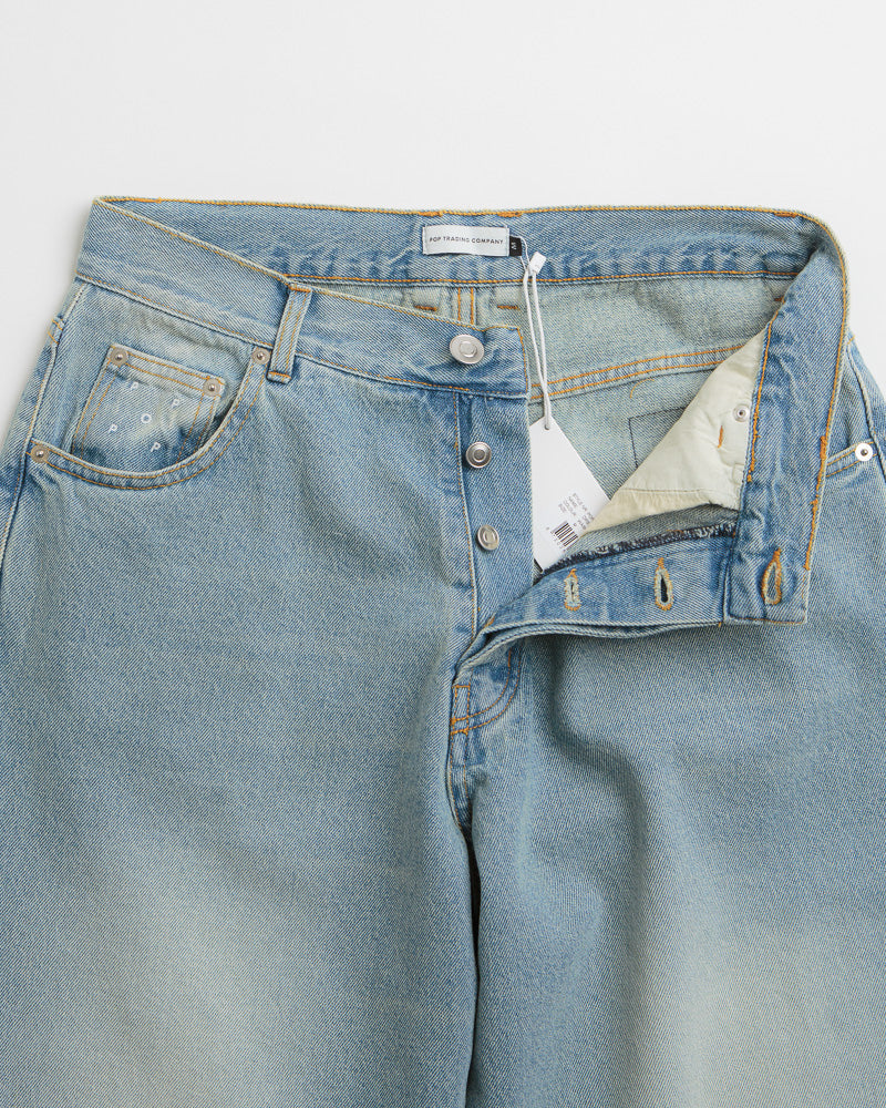 Pop Trading Company DRS Pants in Washed Denim and Blue