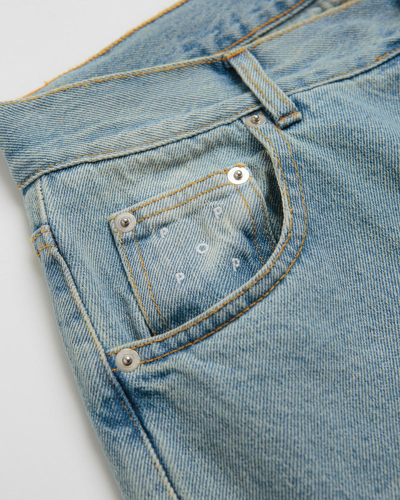 Pop Trading Company DRS Pants in Washed Denim and Blue