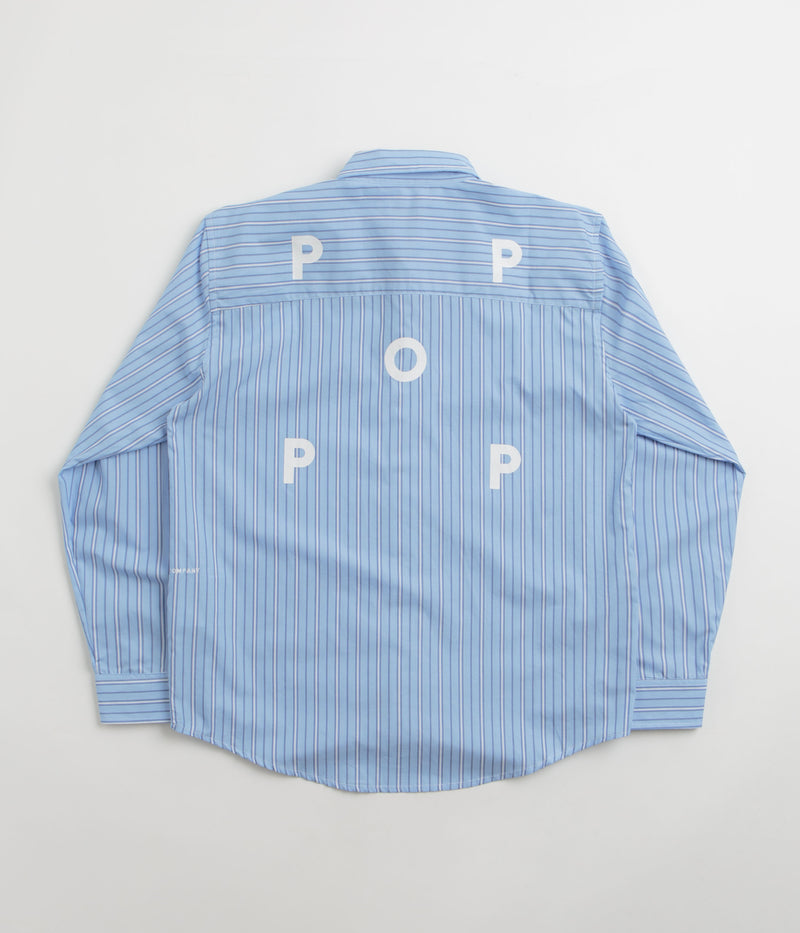 Pop Trading Company Striped Logo Shirt in Blue