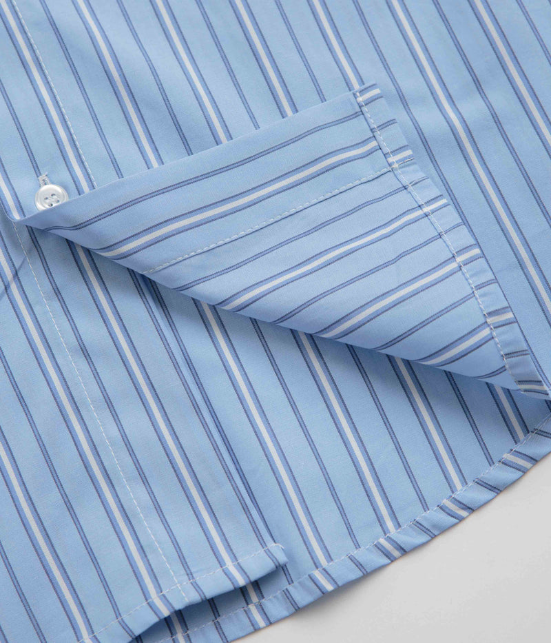 Pop Trading Company Striped Logo Shirt in Blue