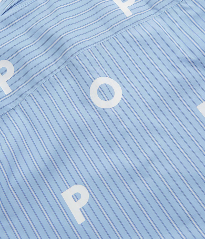 Pop Trading Company Striped Logo Shirt in Blue