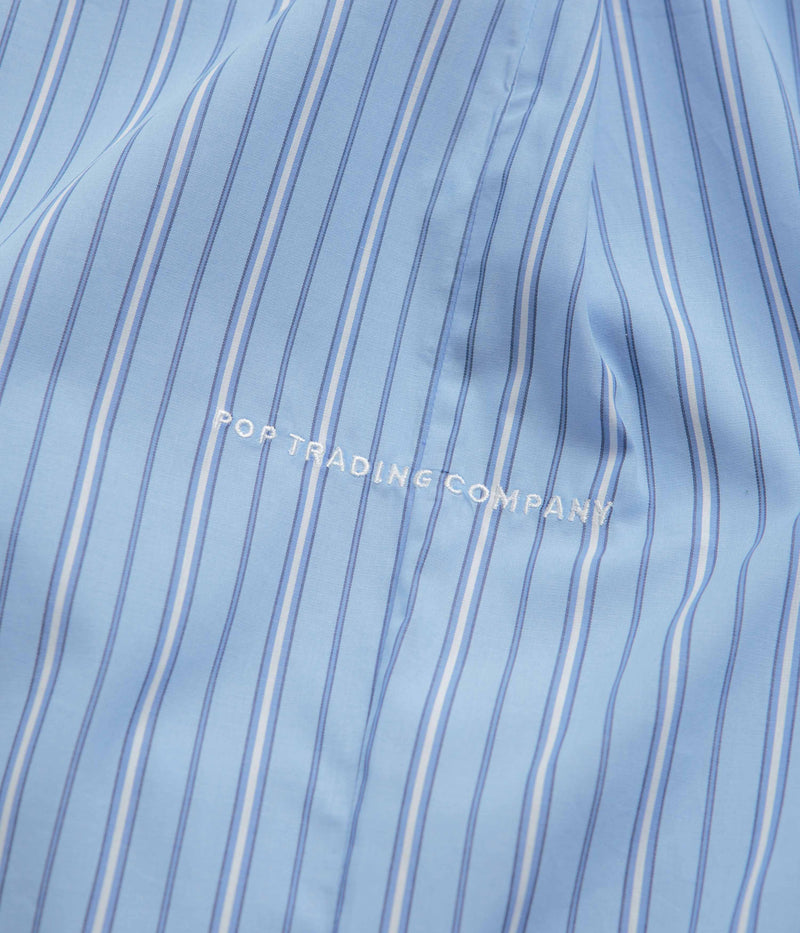 Pop Trading Company Striped Logo Shirt in Blue
