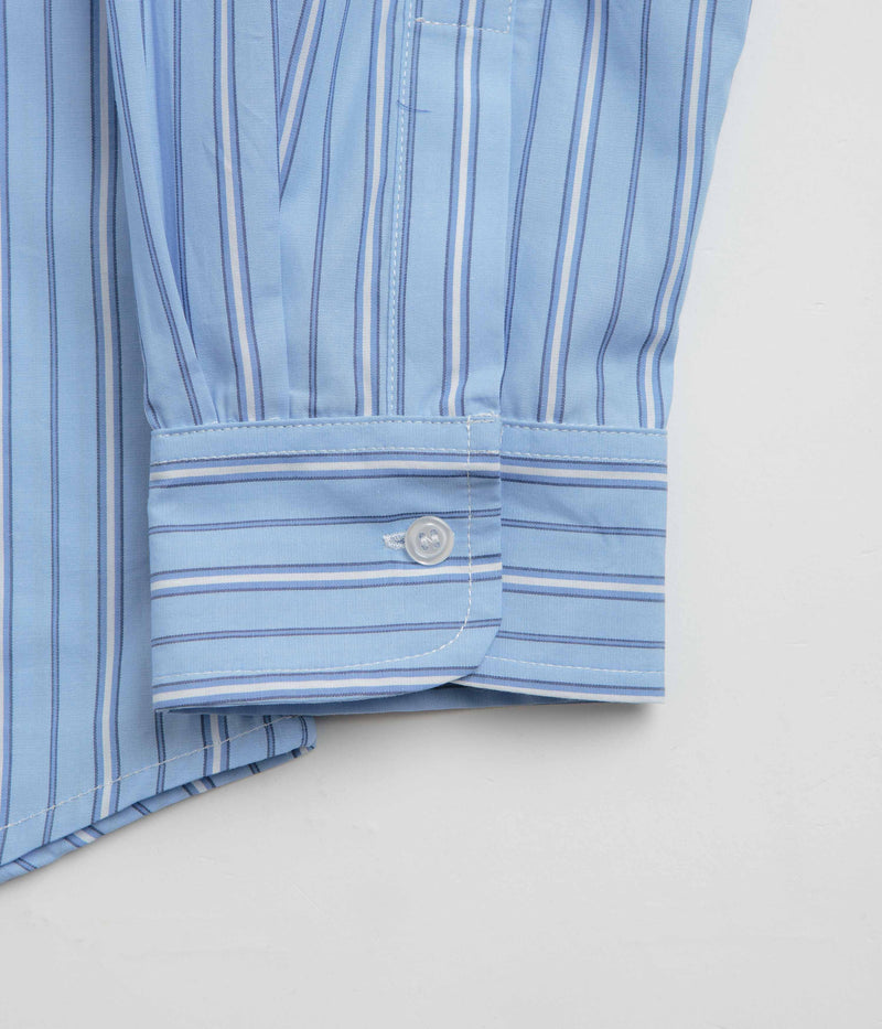 Pop Trading Company Striped Logo Shirt in Blue
