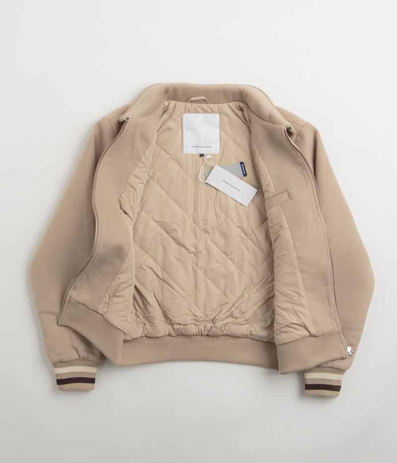 Pop Trading Company Varsity Jacket in White Pepper