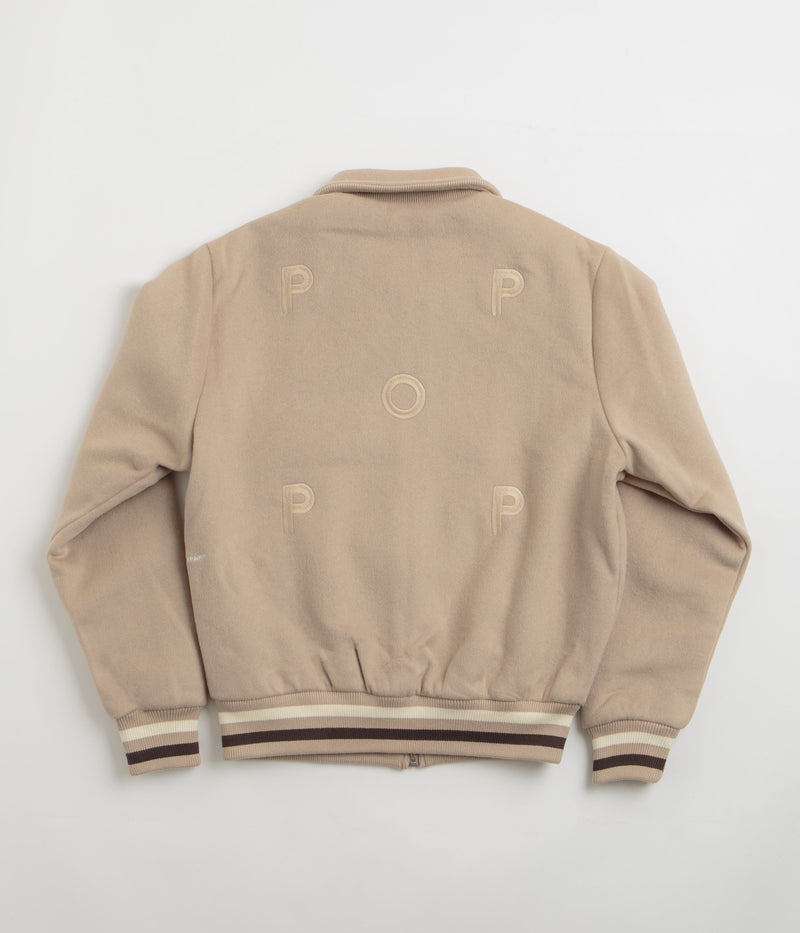 Pop Trading Company Varsity Jacket in White Pepper