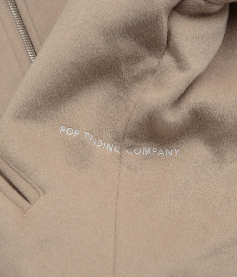Pop Trading Company Varsity Jacket in White Pepper