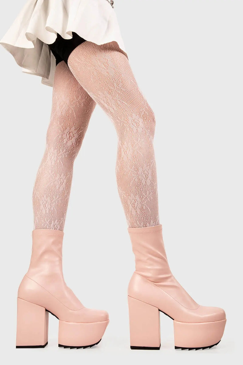 Mini Diva's
  
  Pretty Please Platform Ankle Boots in Pink faux leather. These pink vegan Platform Boots feature on our platform sole, where height meets attitude. Made with eco-friendly materials and 100% cruelty-free, these platform boots are as ethical as they are sassy!
  
  
  - Platform Height: 2 inch
  - Heel Height: 4.8 inch
  - Pink zipper 
  - Platform sole
  - Round Toe
  - 100% vegan 
  
  SKU: LMF 1951 - PinkPU