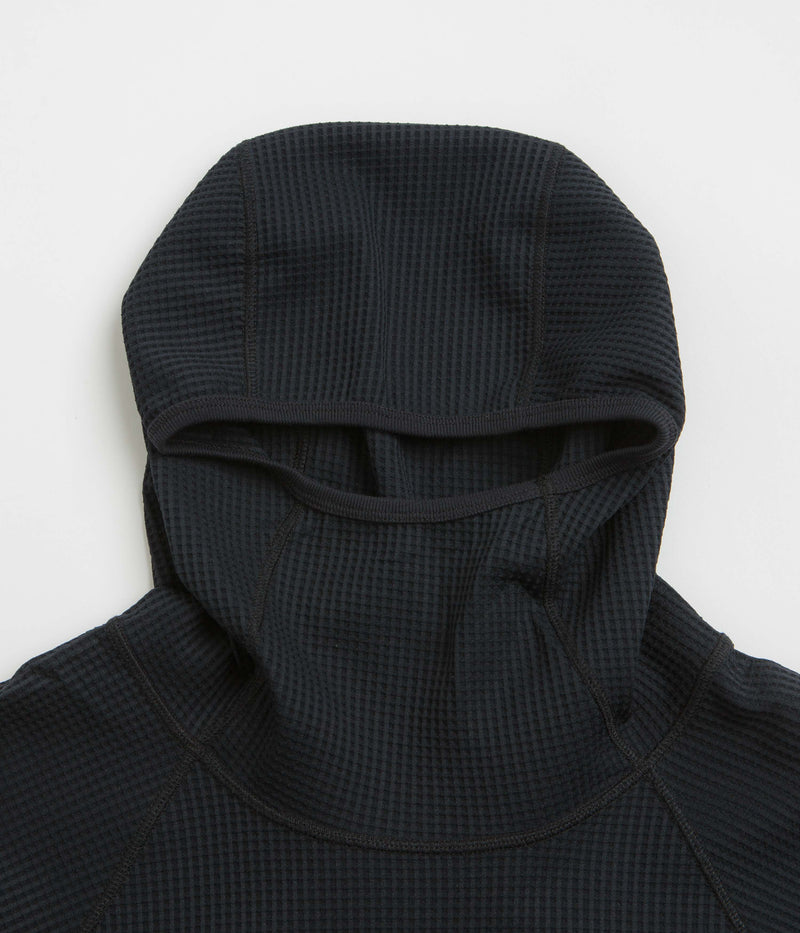 Purple Mountain Observatory Waffle Balaclava Hoodie in Black