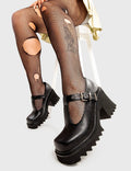 THE SHOEDROBE STAPLE
 
 Quiet Storm Chunky Mary Jane Shoes in Black faux leather. These Mary Janes feature an adjustable straps with silvery eyelets and a silver buckle, along with a Chunky and comfortable Platform sole. Everyone needs a pairs of Mary Janes! Made with eco-friendly materials and 100% cruelty-free, these are as ethical as they are cute!
 
 
 - Platform Height:
 - T-bar Structure
 - Square buckle and silver eyelets
 - Chunky Platform sole
 - Round toe 
 - 100% vegan 
 
 SKU: LMF 2906 - BlackPU
