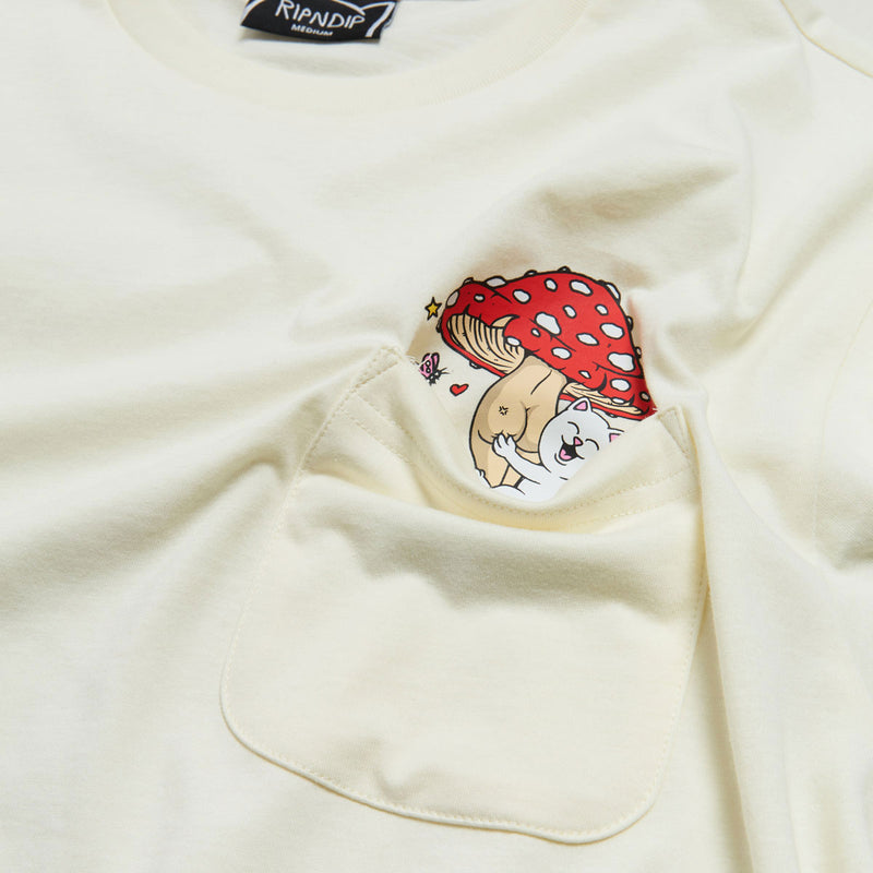 RIPNDIP Funny Fungus Pocket T-Shirt - Bone