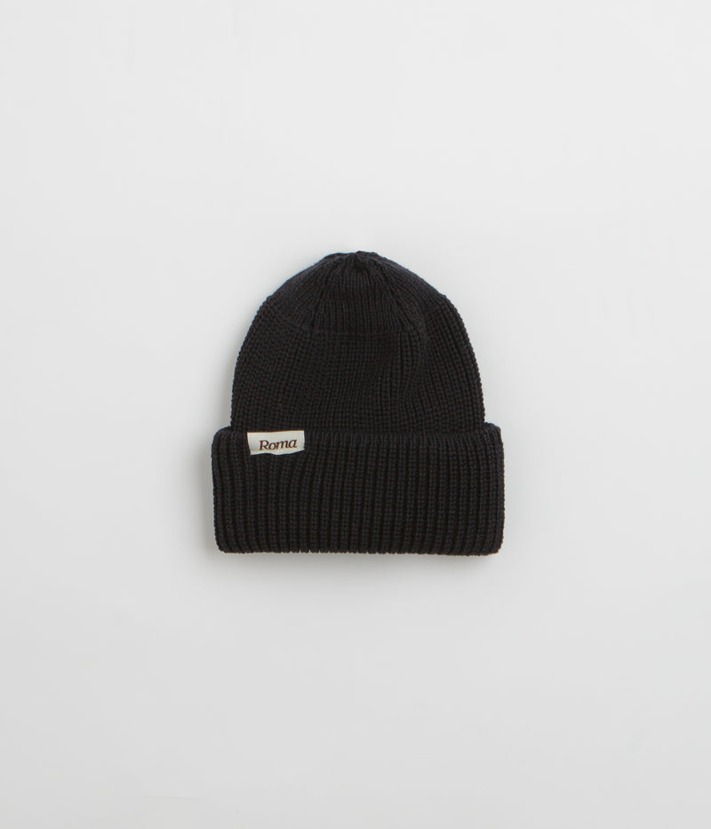 Roma Merino Knit Beanie in Black