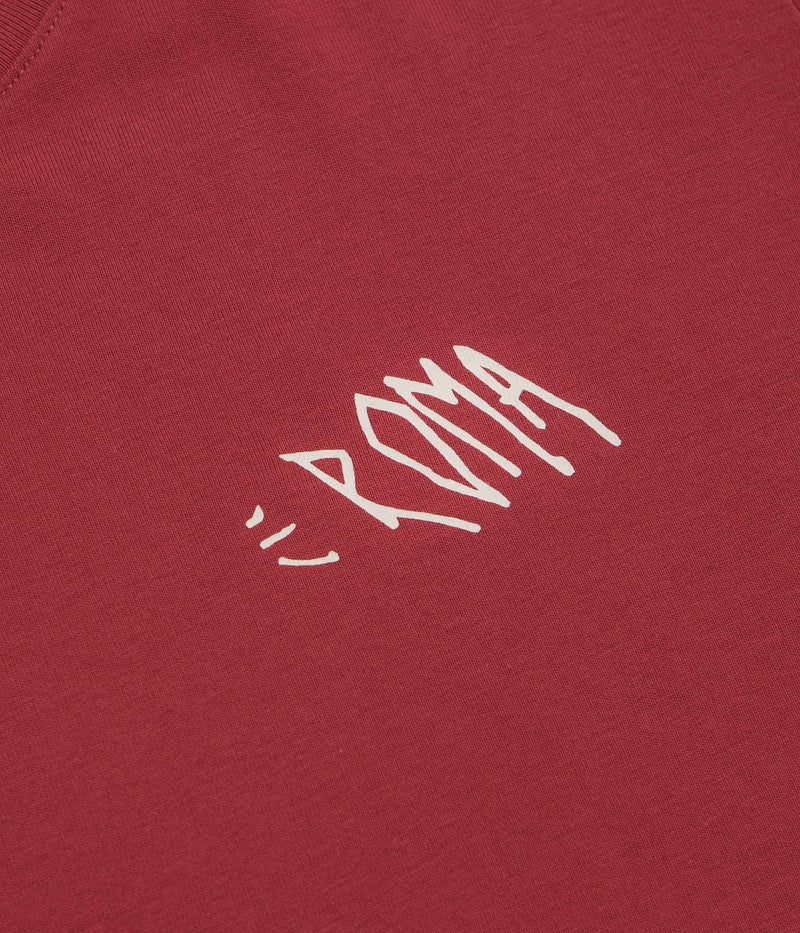 Roma Screaming Logo T-Shirt in Red and Cream