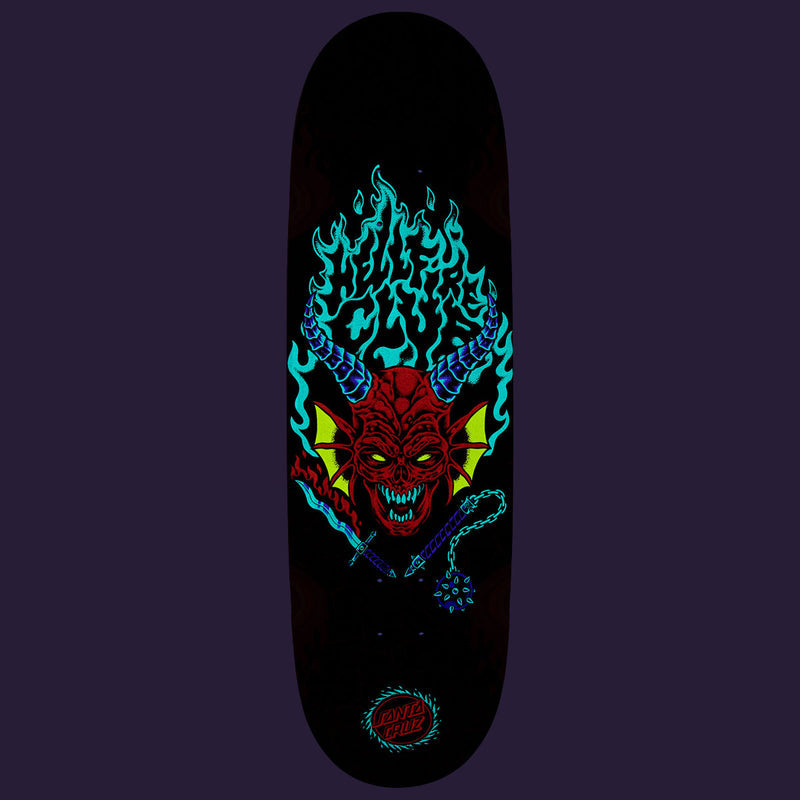 Santa Cruz x Stranger Things Hellfire Club Flames Skateboard Complete - Glow In The Dark - 9.00"