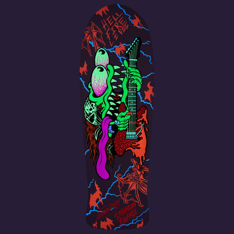 Santa Cruz x Stranger Things Meek Slasher Eddie Reveal Skateboard Complete - Glow In The Dark - 10.10"
