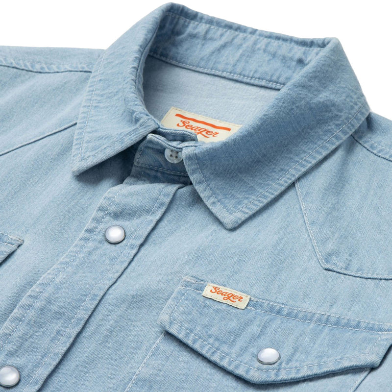 Seager Reagan Long Sleeve Pearl Snap Shirt - Light Wash