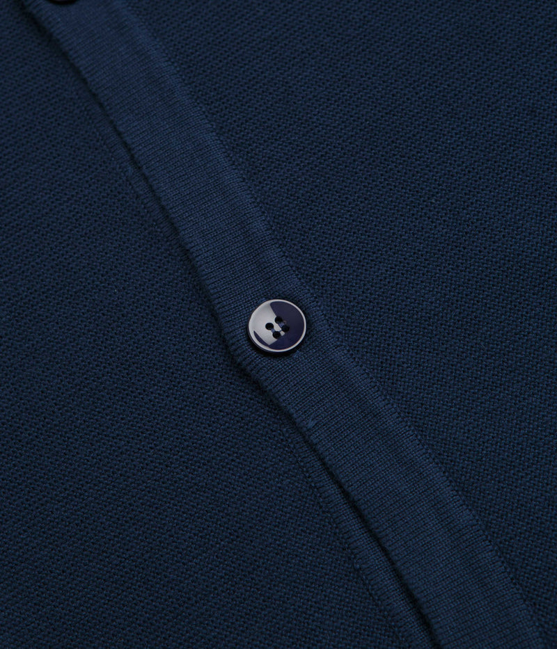 Service Works Blanket Stitch Knit Short Sleeve Shirt in Navy