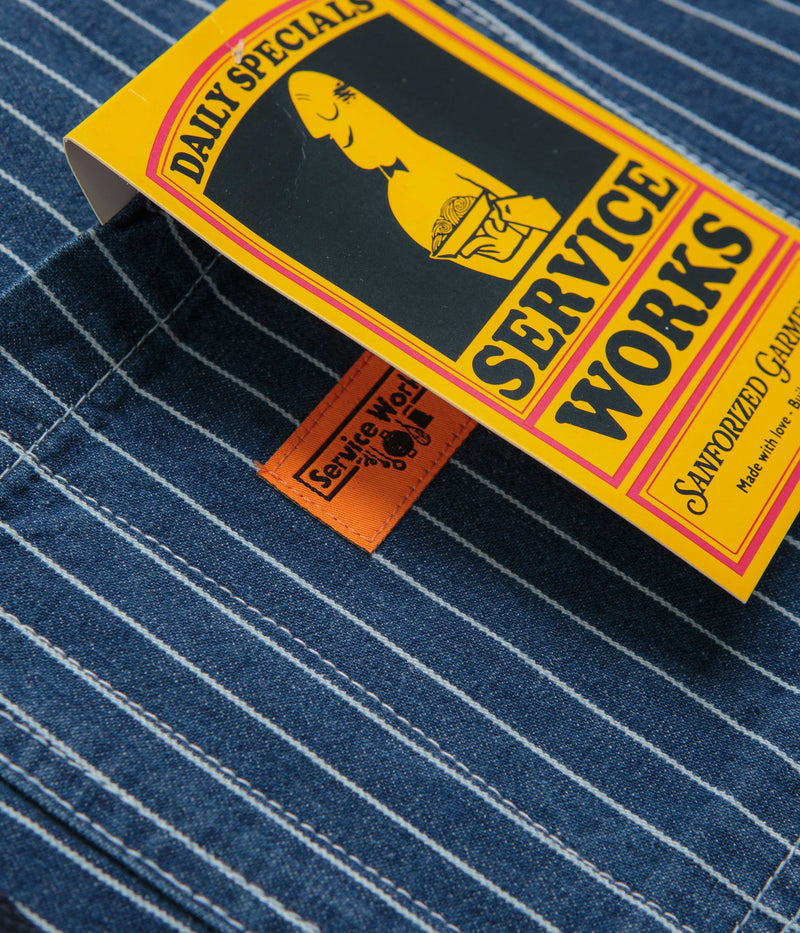 Service Works Pinstripe Denim Apron in Indigo