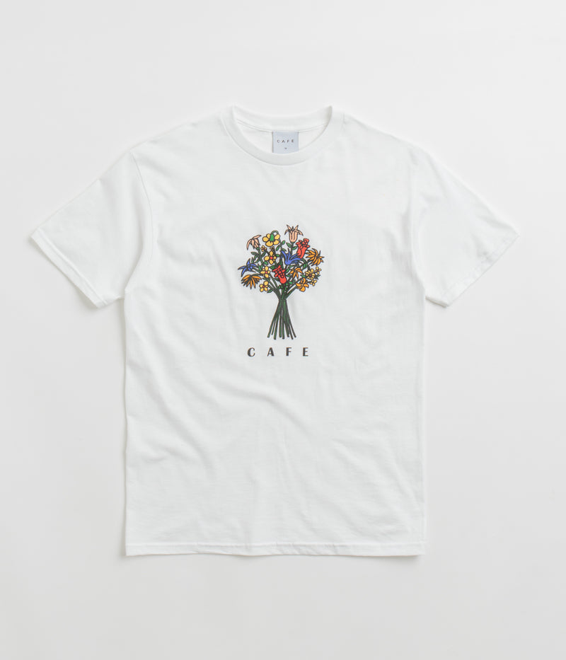 Skateboard Cafe Bouquet T-Shirt in White and White