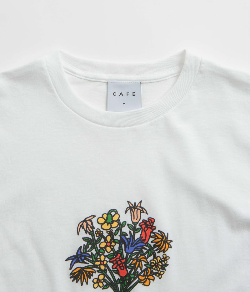 Skateboard Cafe Bouquet T-Shirt in White and White