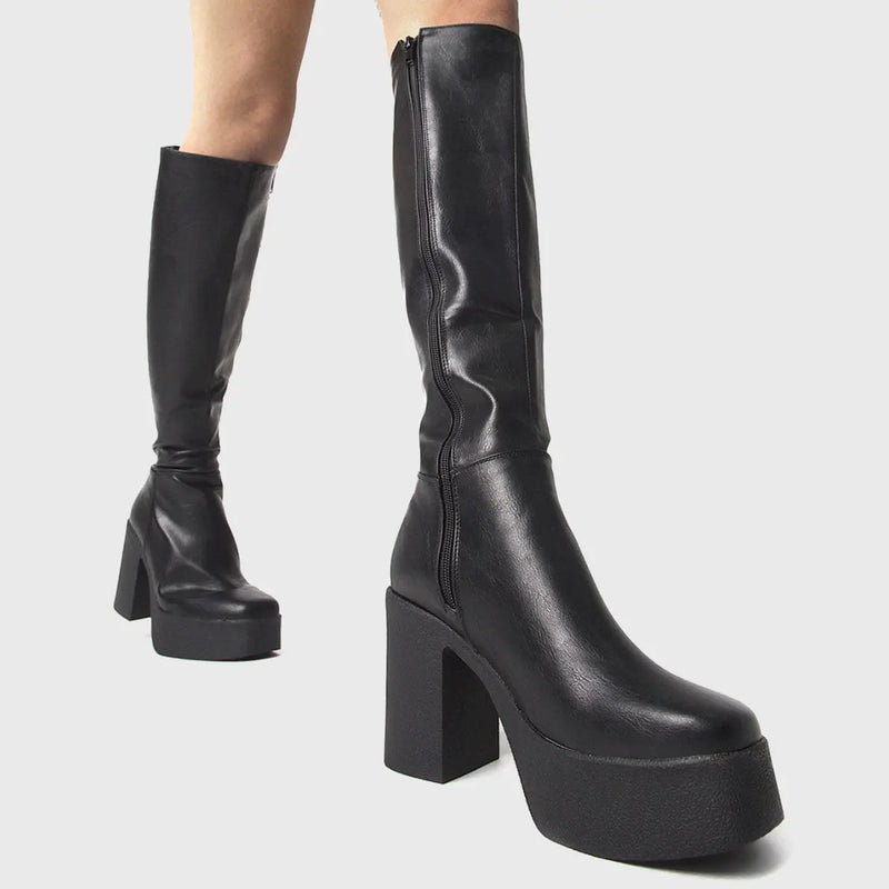 Slick Nicks Platform Knee High Boots lamodawebsite