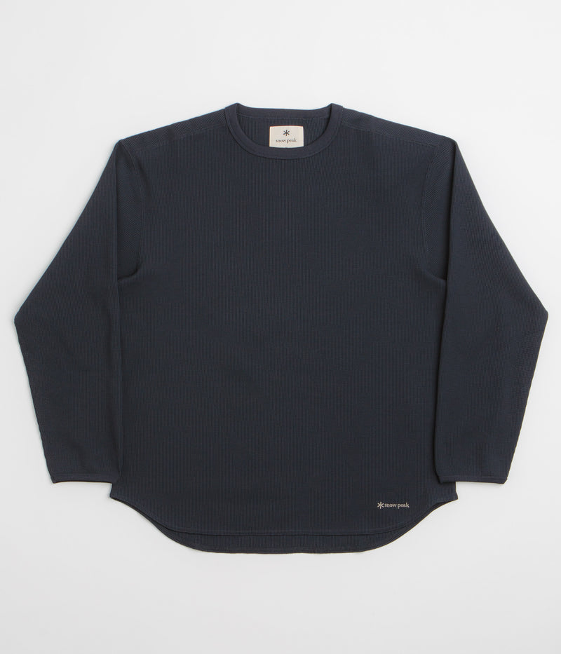 Snow Peak Dry Waffle Long Sleeve T-Shirt in Dark Navy