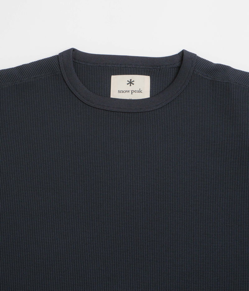Snow Peak Dry Waffle Long Sleeve T-Shirt in Dark Navy
