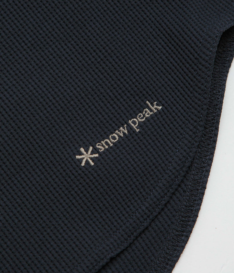 Snow Peak Dry Waffle Long Sleeve T-Shirt in Dark Navy