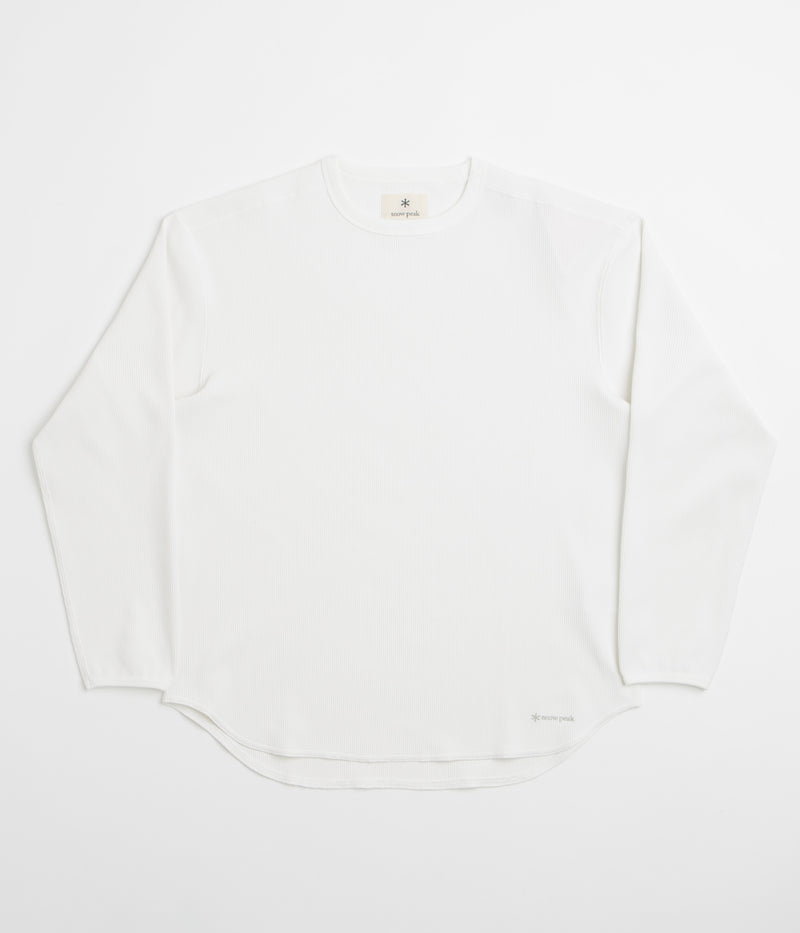 Snow Peak Dry Waffle Long Sleeve T-Shirt in Off White