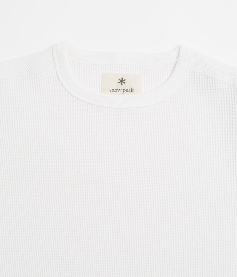 Snow Peak Dry Waffle Long Sleeve T-Shirt in Off White