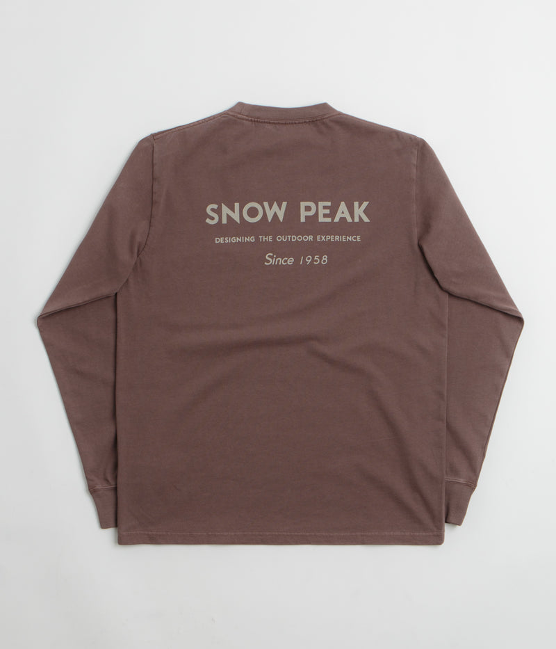 Snow Peak Garment Dyed Long Sleeve T-Shirt in Burgundy