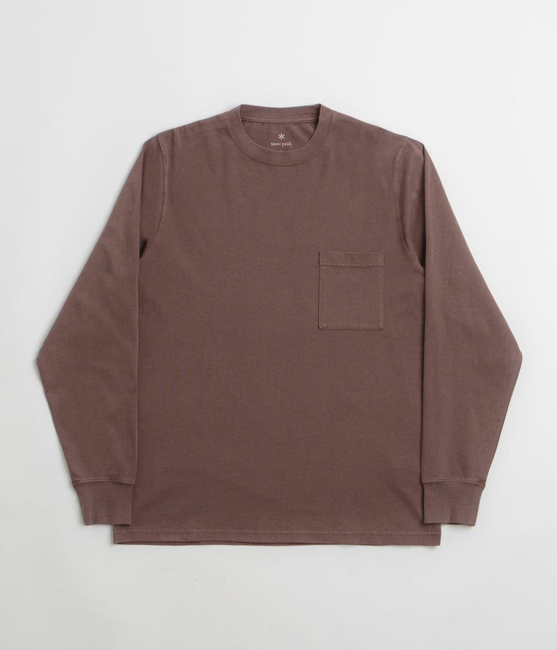 Snow Peak Garment Dyed Long Sleeve T-Shirt in Burgundy
