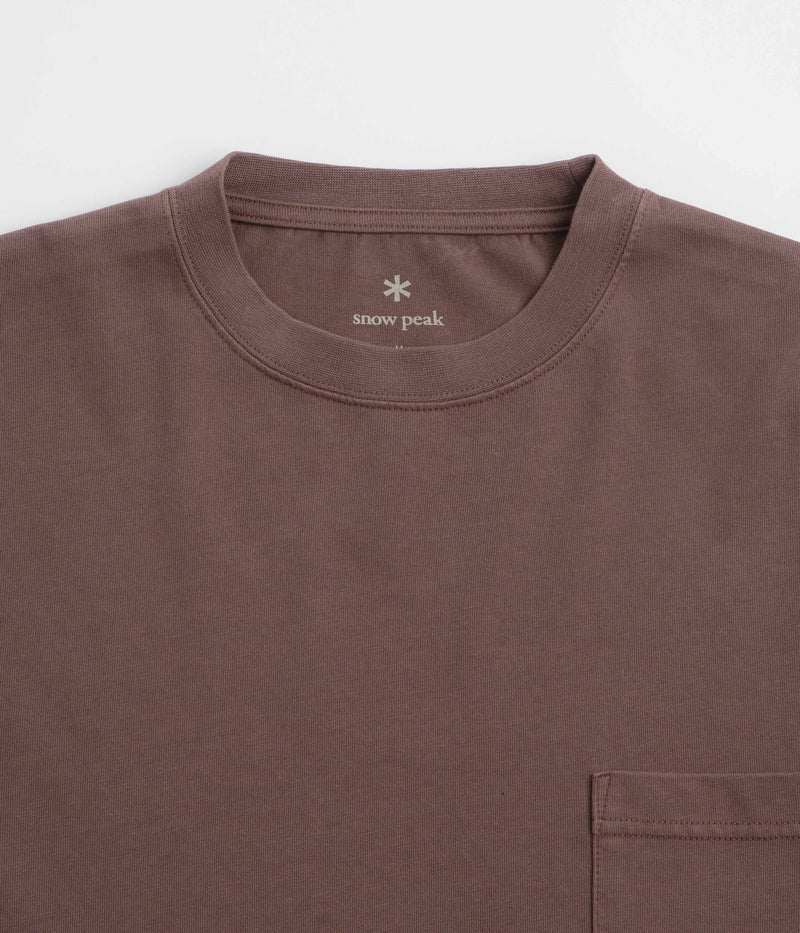 Snow Peak Garment Dyed Long Sleeve T-Shirt in Burgundy