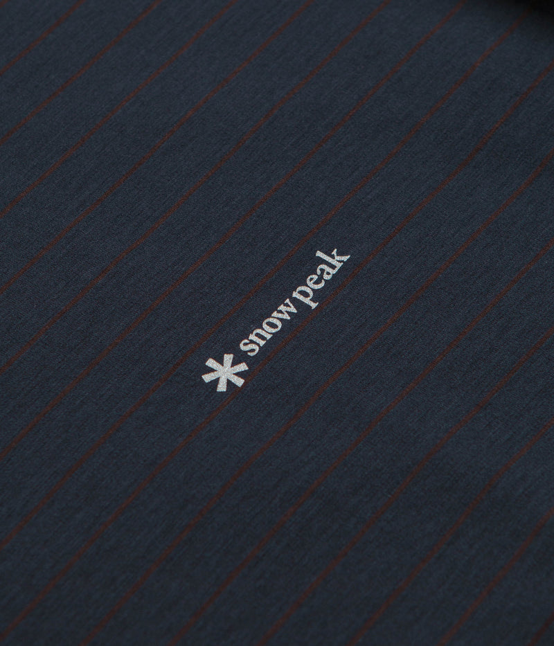 Snow Peak Organic Cotton Mercerized Long Sleeve T-Shirt in Blue Border
