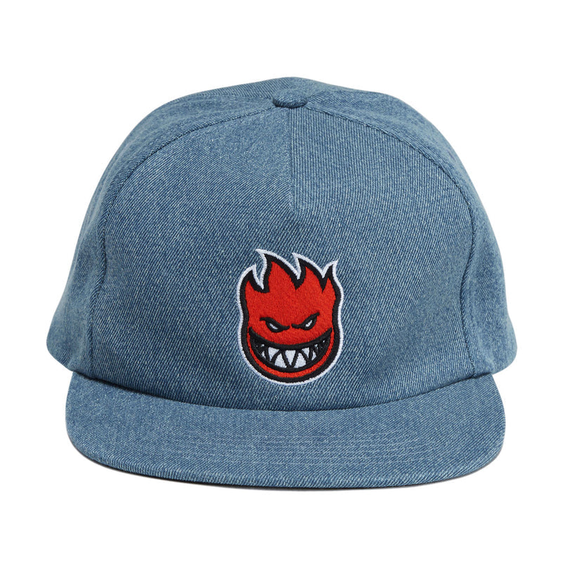 Spitfire Bighead Fill Snapback Hat - Washed Denim/Red