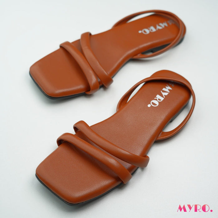 Myro Square Quilted Brown Toe Flat - MYRO