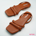 Myro Square Quilted Brown Toe Flat - MYRO