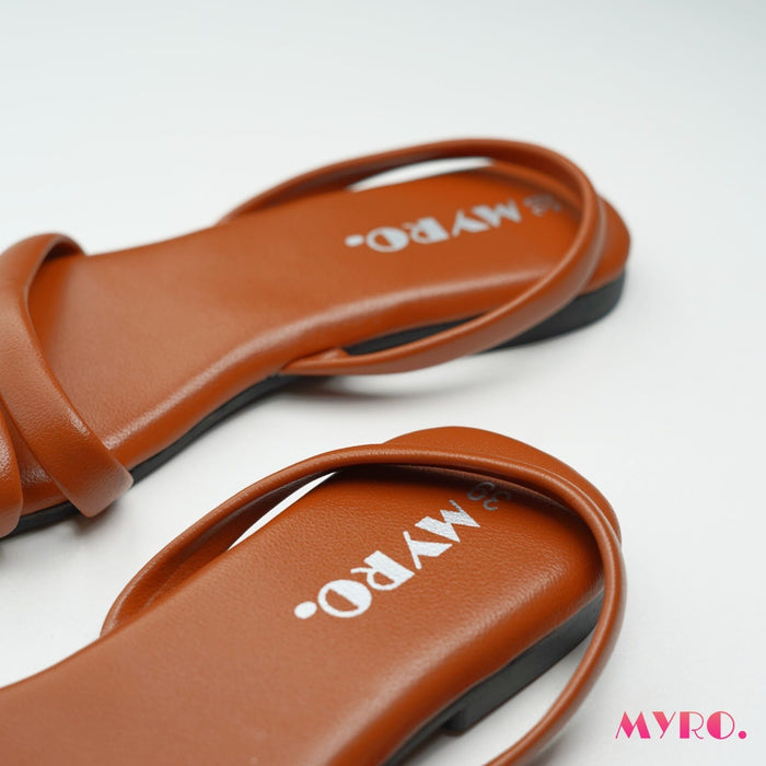 Myro Square Quilted Brown Toe Flat - MYRO