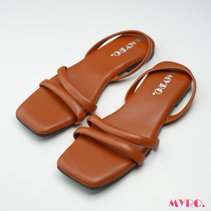 Myro Square Quilted Brown Toe Flat - MYRO